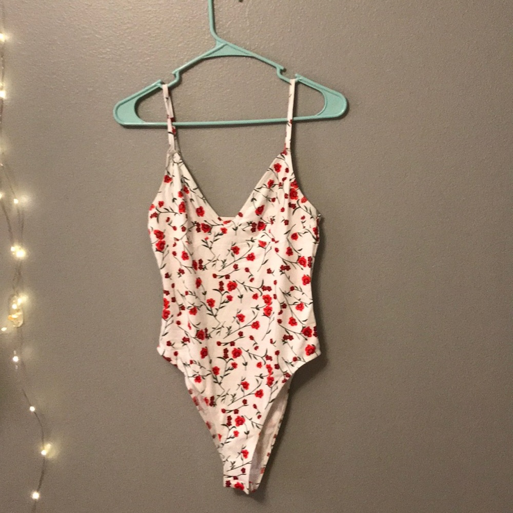 red floral bodysuit